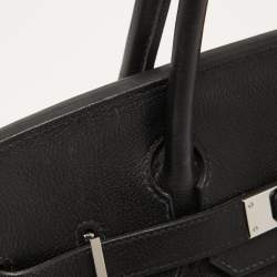 Hermès Black Evercolor Leather Palladium Finish Birkin 30 Bag