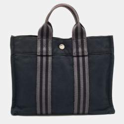 Pre Owned Hermes Black/Grey Canvas Fourre Tout PM Bag