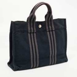 Pre Owned Hermes Black/Grey Canvas Fourre Tout PM Bag
