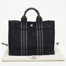 Pre Owned Hermes Black/Grey Canvas Fourre Tout PM Bag