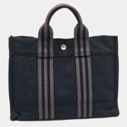 Pre Owned Hermes Black/Grey Canvas Fourre Tout PM Bag