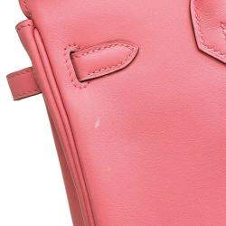 Hermes Rose Azalee Swift Leather Birkin Size 25 Bag