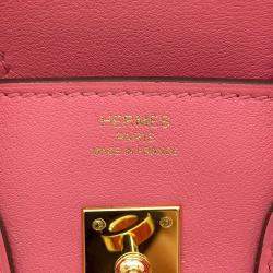 Hermes Rose Azalee Swift Leather Birkin Size 25 Bag