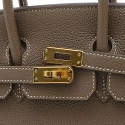 Pre Owned Hermes Birkin 25 Togo Etoupe handbag Gold hardware Z stamp