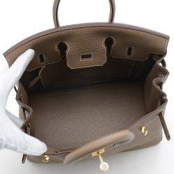 Pre Owned Hermes Birkin 25 Togo Etoupe handbag Gold hardware Z stamp