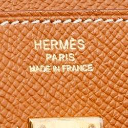 Pre Owned Hermes Gold Epsom Leather Gold Finish Birkin 25 Bag
