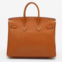 Pre Owned Hermes Gold Epsom Leather Gold Finish Birkin 25 Bag