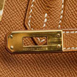 Pre Owned Hermes Gold Epsom Leather Gold Finish Birkin 25 Bag