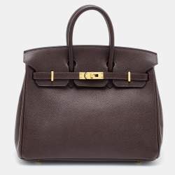 Hermes Birkin 25 Bag Chocolat Gold Hardware Togo Leather