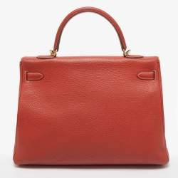 Hermes Brique Togo Leather Gold Hardware Kelly Retourne 35 Bag