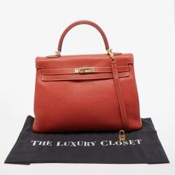 Hermes Brique Togo Leather Gold Hardware Kelly Retourne 35 Bag