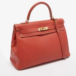 Hermes Brique Togo Leather Gold Hardware Kelly Retourne 35 Bag