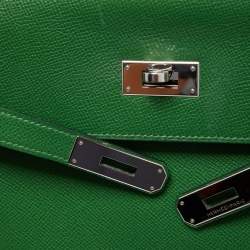 Pre Owned Hermes Vert Bengal Epsom Leather Palladium Finish Kelly Retourne 35 Bag