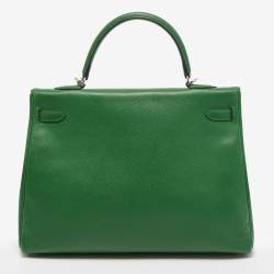 Pre Owned Hermes Vert Bengal Epsom Leather Palladium Finish Kelly Retourne 35 Bag