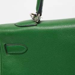 Pre Owned Hermes Vert Bengal Epsom Leather Palladium Finish Kelly Retourne 35 Bag