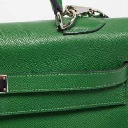 Pre Owned Hermes Vert Bengal Epsom Leather Palladium Finish Kelly Retourne 35 Bag