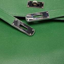 Pre Owned Hermes Vert Bengal Epsom Leather Palladium Finish Kelly Retourne 35 Bag