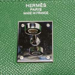 Pre Owned Hermes Vert Bengal Epsom Leather Palladium Finish Kelly Retourne 35 Bag