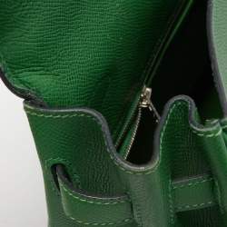 Pre Owned Hermes Vert Bengal Epsom Leather Palladium Finish Kelly Retourne 35 Bag