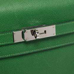 Pre Owned Hermes Vert Bengal Epsom Leather Palladium Finish Kelly Retourne 35 Bag