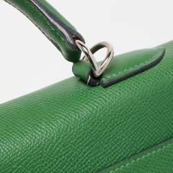 Pre Owned Hermes Vert Bengal Epsom Leather Palladium Finish Kelly Retourne 35 Bag