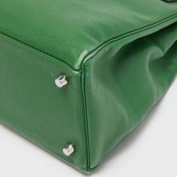 Pre Owned Hermes Vert Bengal Epsom Leather Palladium Finish Kelly Retourne 35 Bag