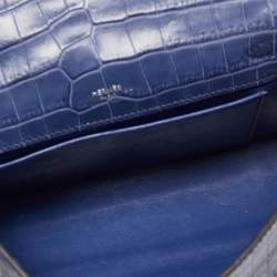 Hermes Blue Brighton Niloticus Crocodile Kelly Pochette