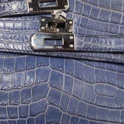 Hermes Blue Brighton Niloticus Crocodile Kelly Pochette