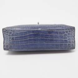 Hermes Blue Brighton Niloticus Crocodile Kelly Pochette