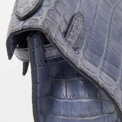 Hermes Blue Brighton Niloticus Crocodile Kelly Pochette