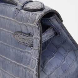 Hermes Blue Brighton Niloticus Crocodile Kelly Pochette