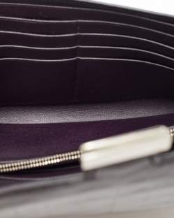 Pre Owned Hermes Aubergine Crocodile Palladium Finish Constance Long Wallet