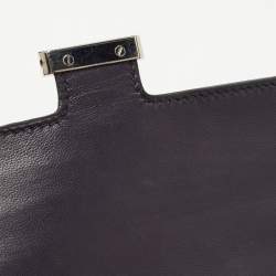 Pre Owned Hermes Aubergine Crocodile Palladium Finish Constance Long Wallet