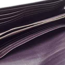 Pre Owned Hermes Aubergine Crocodile Palladium Finish Constance Long Wallet