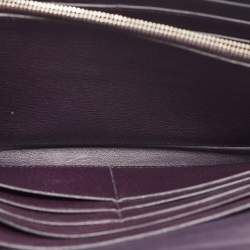 Pre Owned Hermes Aubergine Crocodile Palladium Finish Constance Long Wallet