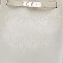 Pre Owned Hermes Gris Perle/Crevette Leather So Kelly 22 Bag
