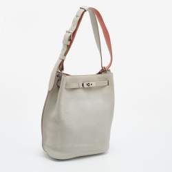 Pre Owned Hermes Gris Perle/Crevette Leather So Kelly 22 Bag