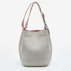 Pre Owned Hermes Gris Perle/Crevette Leather So Kelly 22 Bag