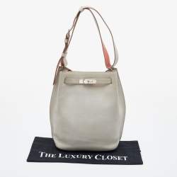 Pre Owned Hermes Gris Perle/Crevette Leather So Kelly 22 Bag