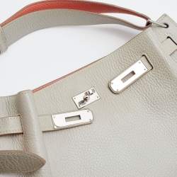 Pre Owned Hermes Gris Perle/Crevette Leather So Kelly 22 Bag