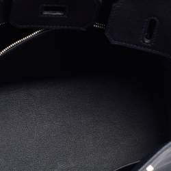 Hermes Black Swift Leather Palladium Finish Birkin 25 Bag 