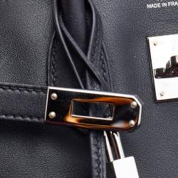 Hermes Black Swift Leather Palladium Finish Birkin 25 Bag 
