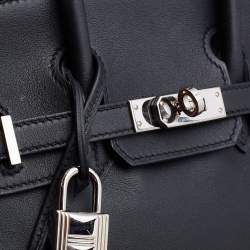 Hermes Black Swift Leather Palladium Finish Birkin 25 Bag 