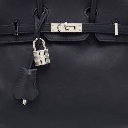 Hermes Black Swift Leather Palladium Finish Birkin 25 Bag 