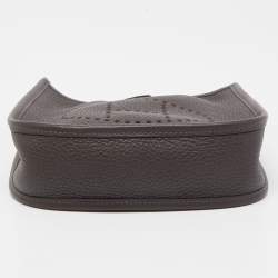 Hermes Chocolat Taurillion Clemence Leather Evelyne TPM Bag