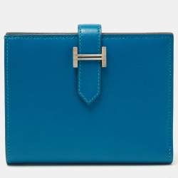 Hermes Bi-Color Blue Paradise/Blue Saphir Epsom Leather Bearn Gusset Wallet  - Yoogi's Closet