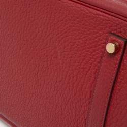Hermes Rouge Grenat Clemence Leather Gold Finish Birkin 35 Bag