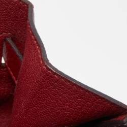 Hermes Rouge Grenat Clemence Leather Gold Finish Birkin 35 Bag