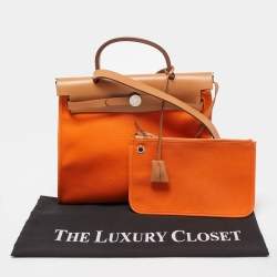 Hermes Natural/Orange Vache Hunter and Canvas Herbag Zip 31 Bag