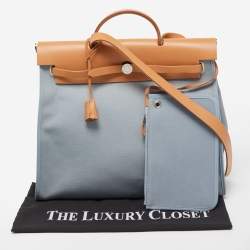 Hermes Natural/Bleu Lin Vache Hunter and Canvas Herbag Zip 39 Bag
